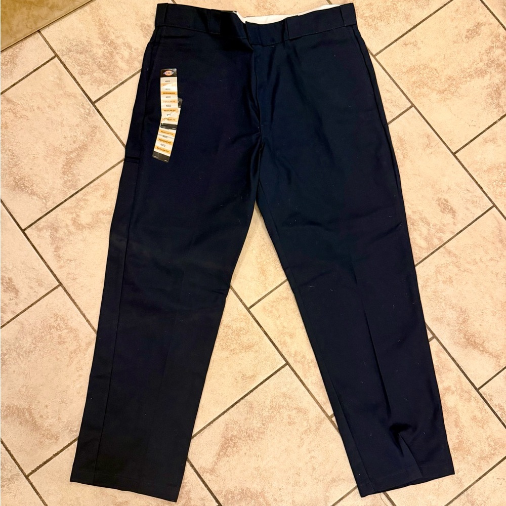 Men’s Dickies Blue Dress Pants with Straight Legs Regular Fit